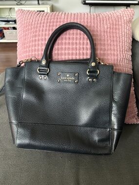 Kate Spade Black Leather Satchel Tote project pi